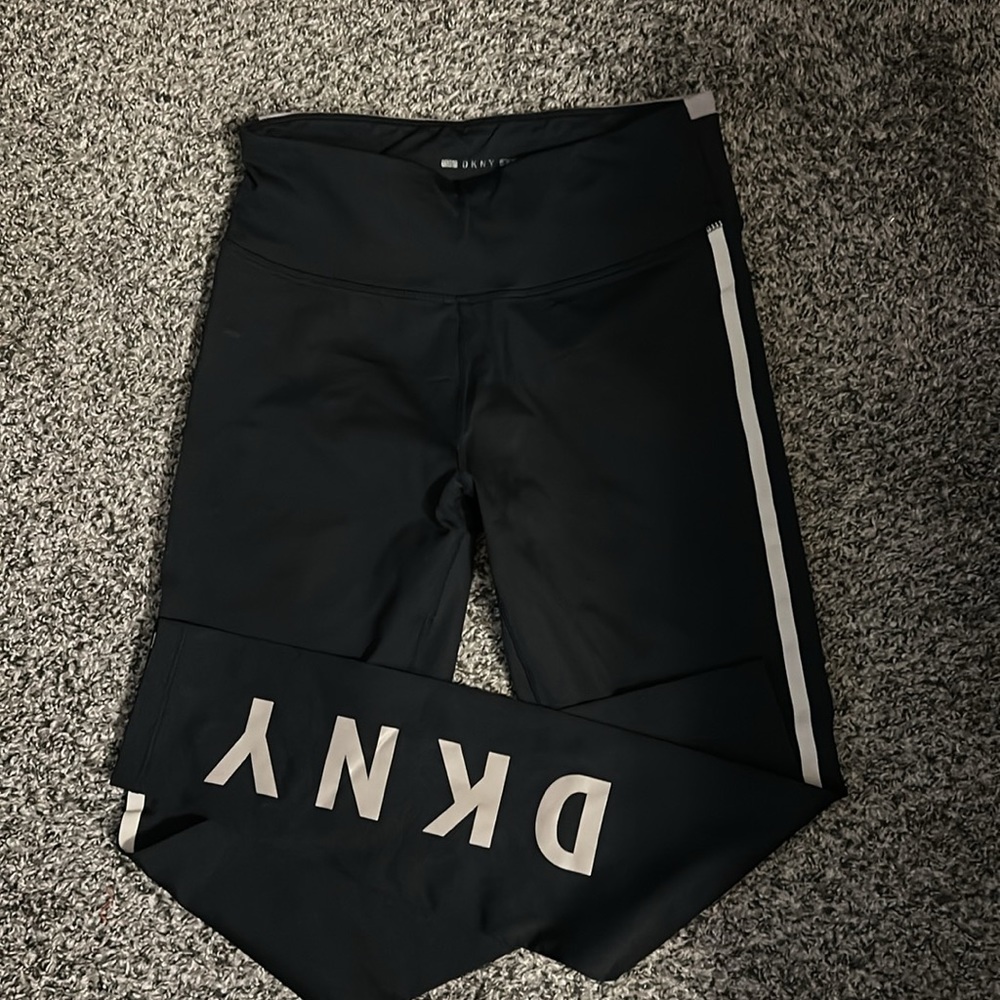 DKNY Black Leggings with Side Stripe